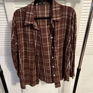 SHEIN Brown Plaid Shirt